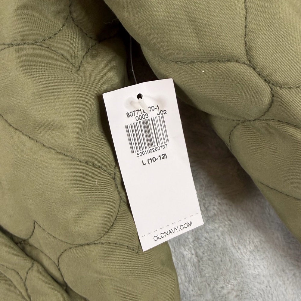 Old Navy Quilted Sherpa Hybrid Coat Girl's Large (10-12) Green Jacket - Picture 3 of 7